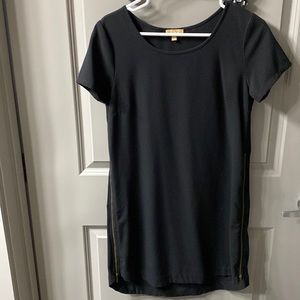 Black dress with gold side zippers